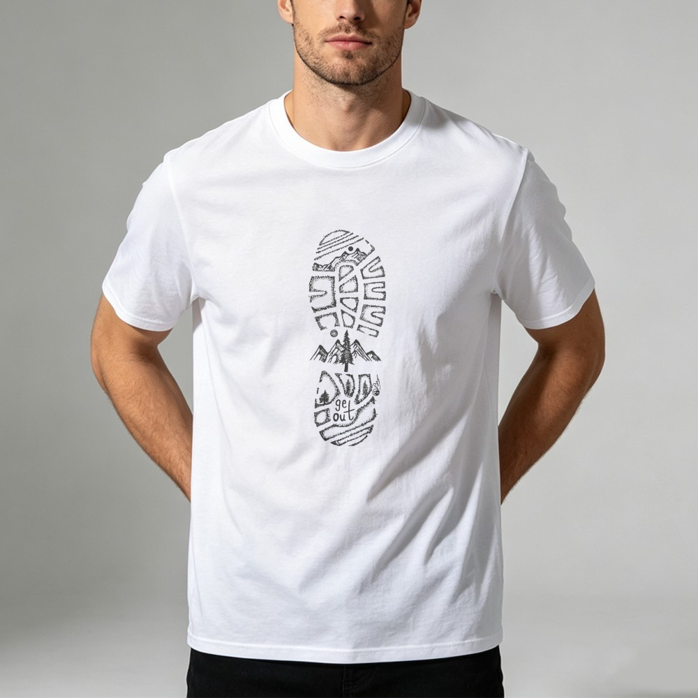 Mountain Landscape Boot Print  - Outdoor Adventure Quotes Short ulasan dan harga