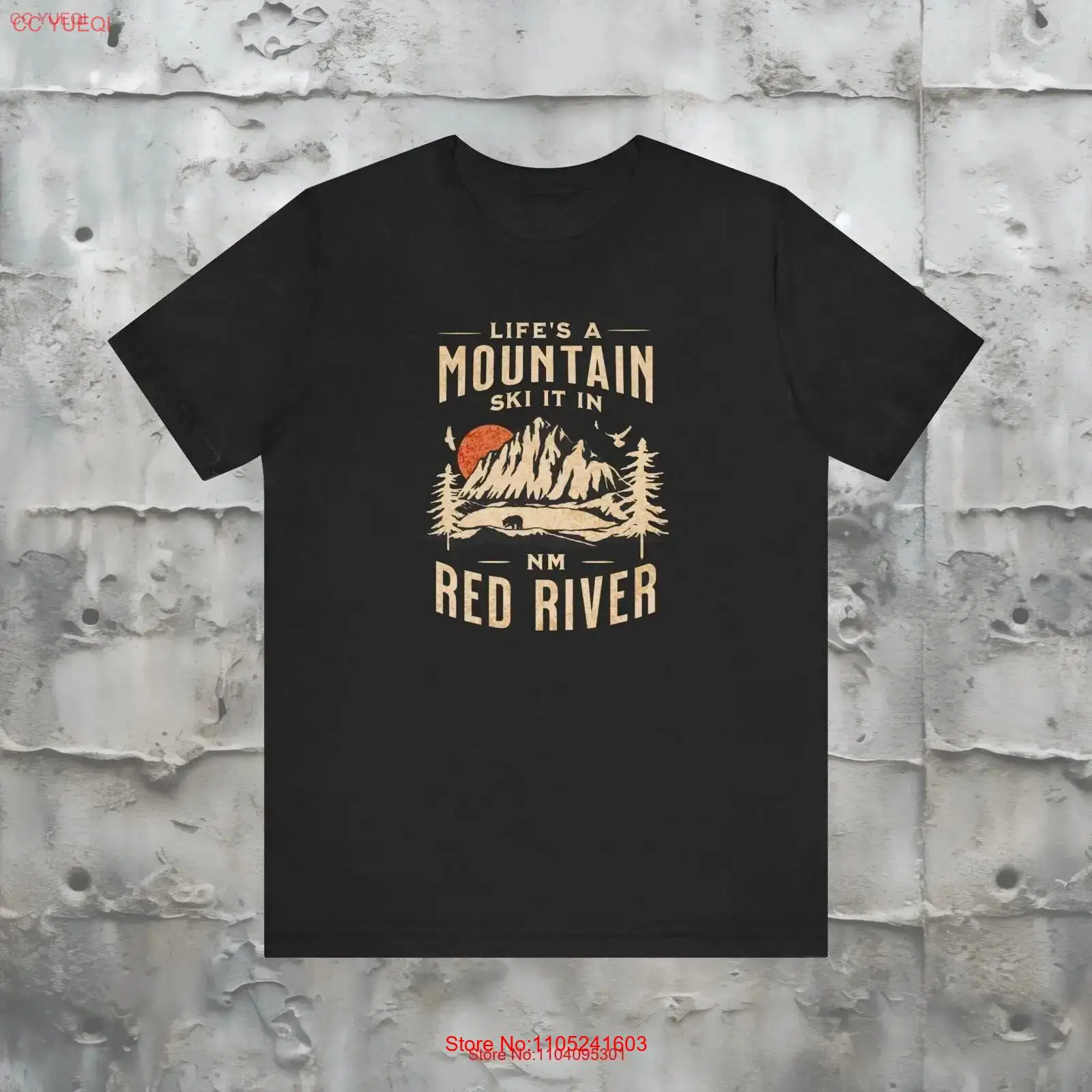 Mountain Skiing T Shirt Red Ri - Outdoor Adventure Resorts ulasan dan harga