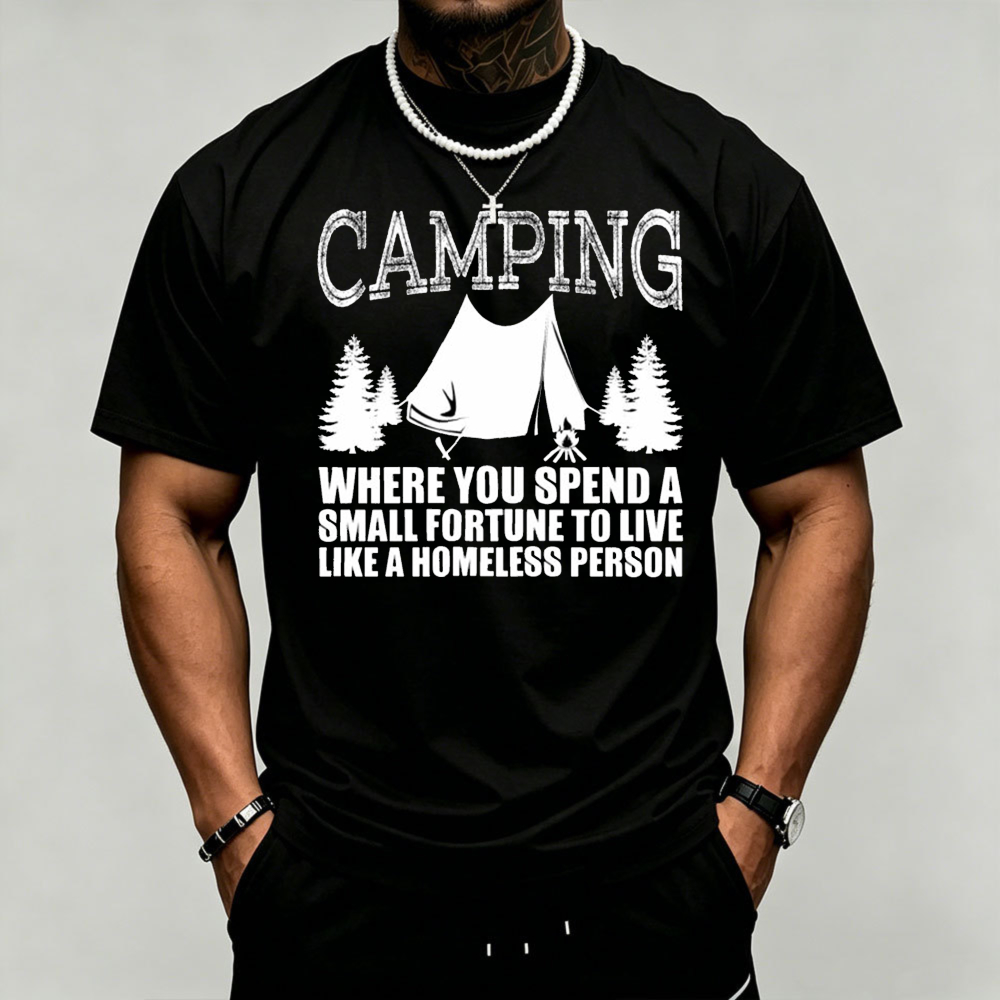 Camping Tent Pine Tree Graphic - Outdoor Adventure Quotes Short ulasan dan harga